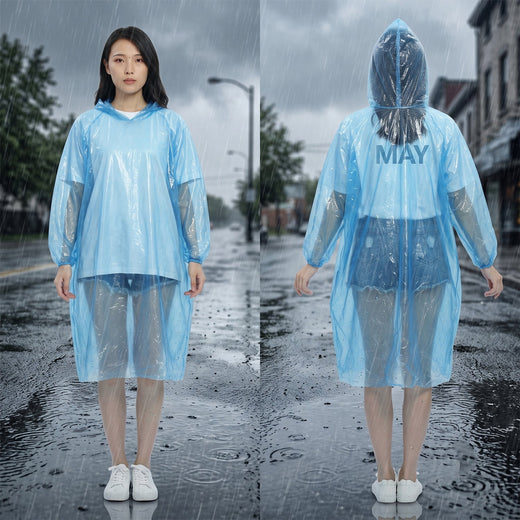 Disposable Hooded Rain Coat Poncho for Bike Riders (1 Pc)