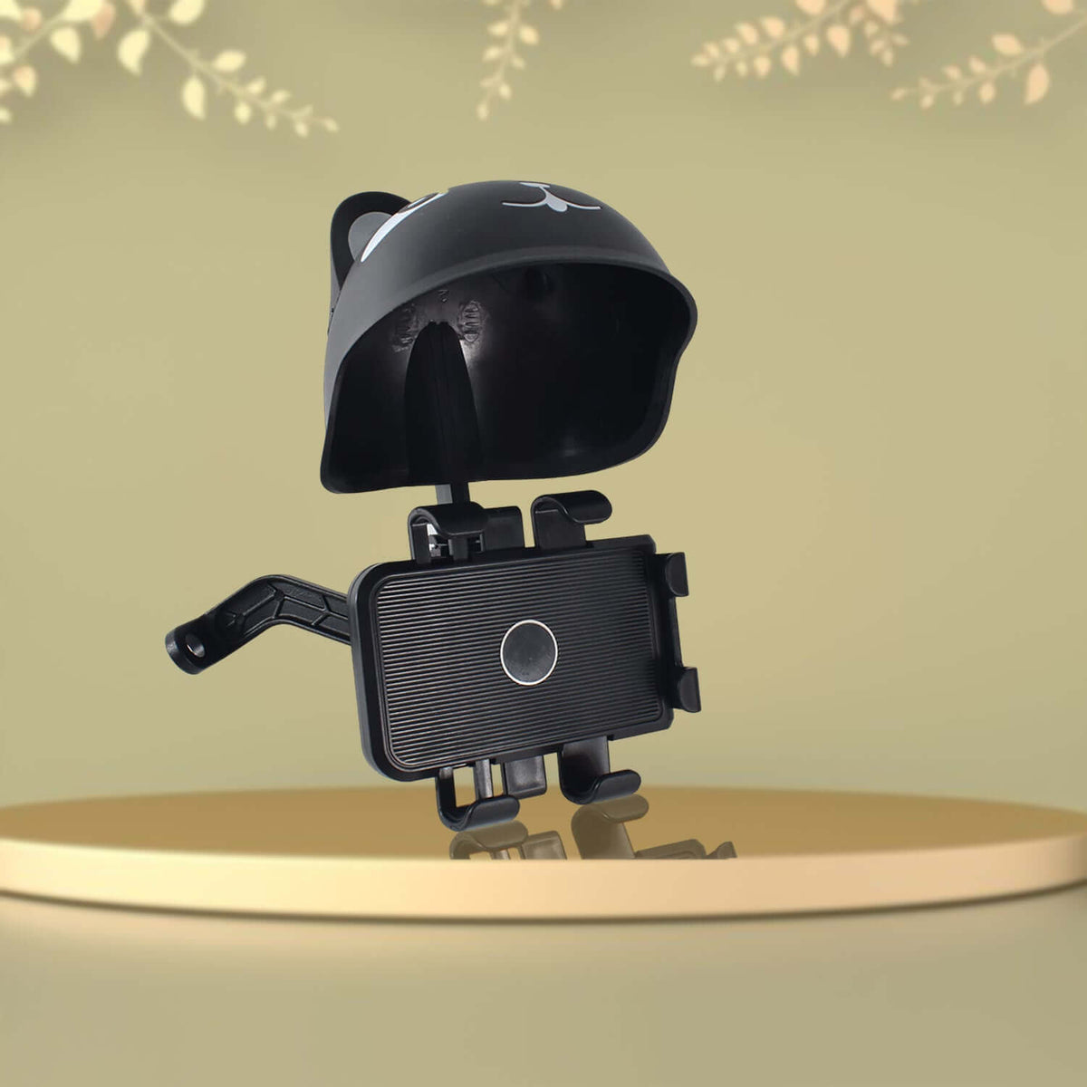 Bike handlebar sun visor with phone holder shown in a sleek design for outdoor cycling.