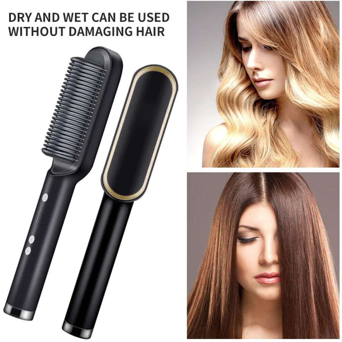 Hair straightener brush with scalp massage: innovative styling tool for minimal heat damage and quick results.