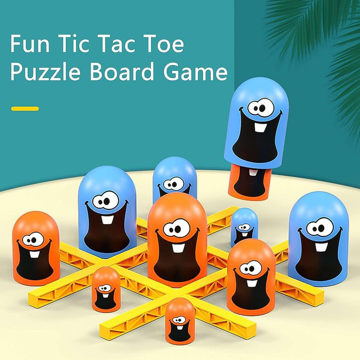 Tic Tac Toe Gobble game for kids featuring colorful tokens on a puzzle board.