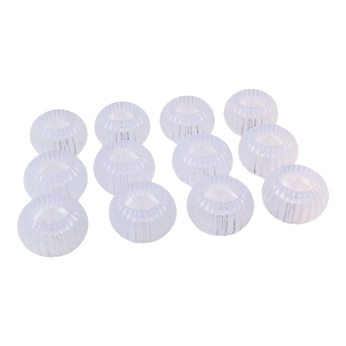 Set of 12 LED flameless tealight candles set with ribbed crystal body mimicking real flames.
