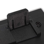 Close-up of the adjustable stand mechanism on a backlit gaming keyboard and mouse set.
