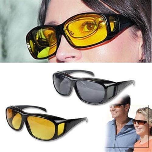 Anti-Glare Night Driving Glasses - Yellow HD Lens, Fits Over Prescription Eyewear