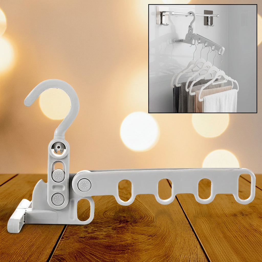 13049 5holes Foldable Clothes Hanger Travel Clothes Hanger Multifunctional Clothes Hanger Space-saving Wall Holder Clothes Rack Robust Clothes Hanger For Travel Indoors.