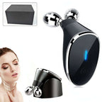 Microcurrent Face Massager Roller showcasing a sleek design with 360-degree rollers for effective skin care.