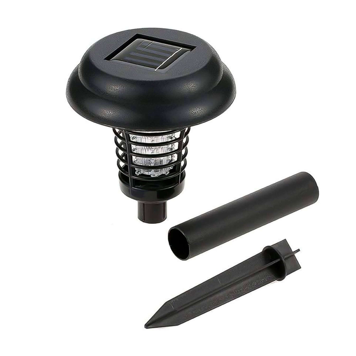 Solar UV mosquito trap garden lights with solar panel and ground stake for easy installation.