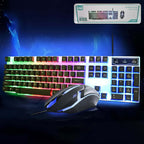 104-Key Backlit Gaming Keyboard and Mouse Set with vibrant color backlighting for gaming and office use.