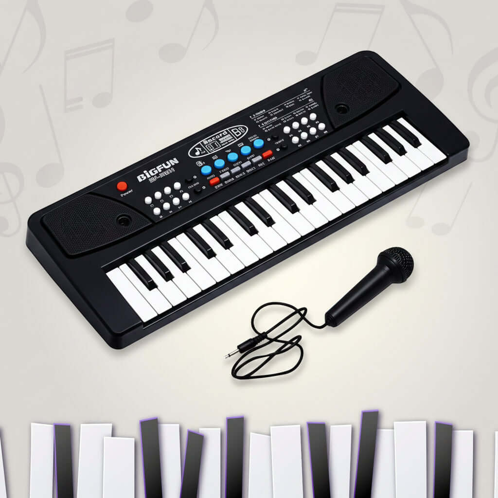 37-key kids piano keyboard microphone with attached mic for playing and singing in one fun package