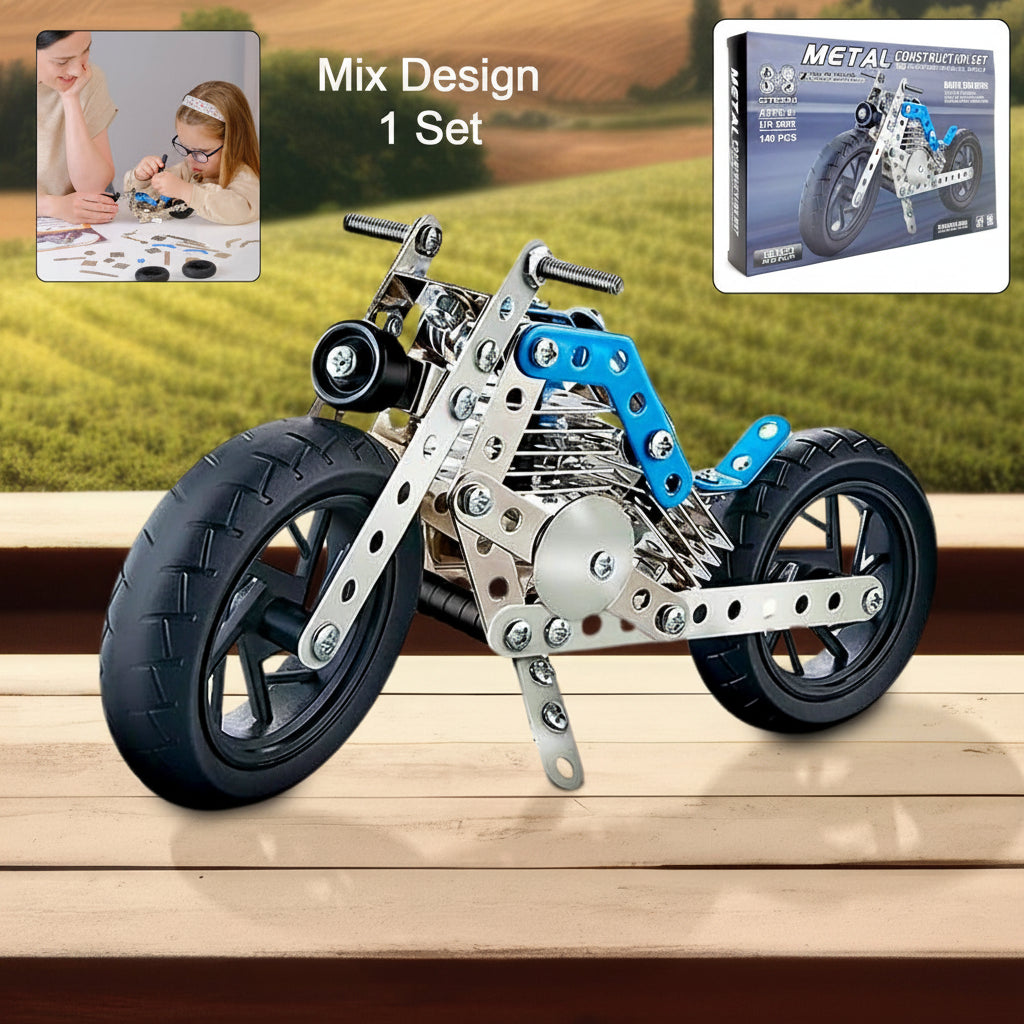 Metal Bike Creative Mechanical Construction Engineering Kit 140 Part Of Bike Tool  1 Set