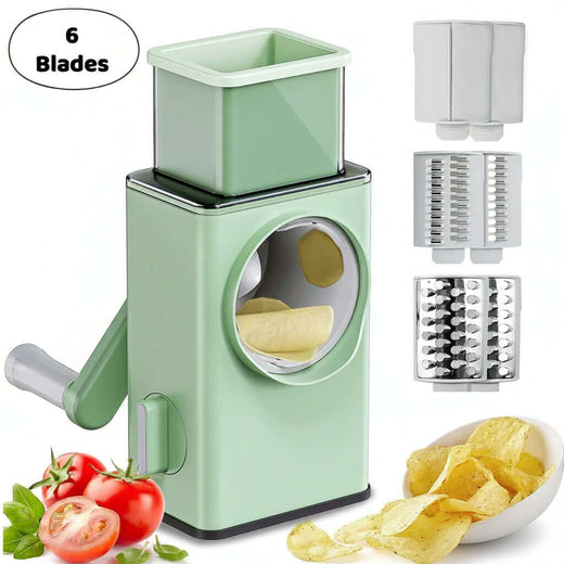 6-in-1 Stainless Steel Vegetable Chopper & Dicer with Suction Base