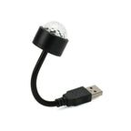 USB star night light projector with disco ball design and flexible neck connected to USB cable.