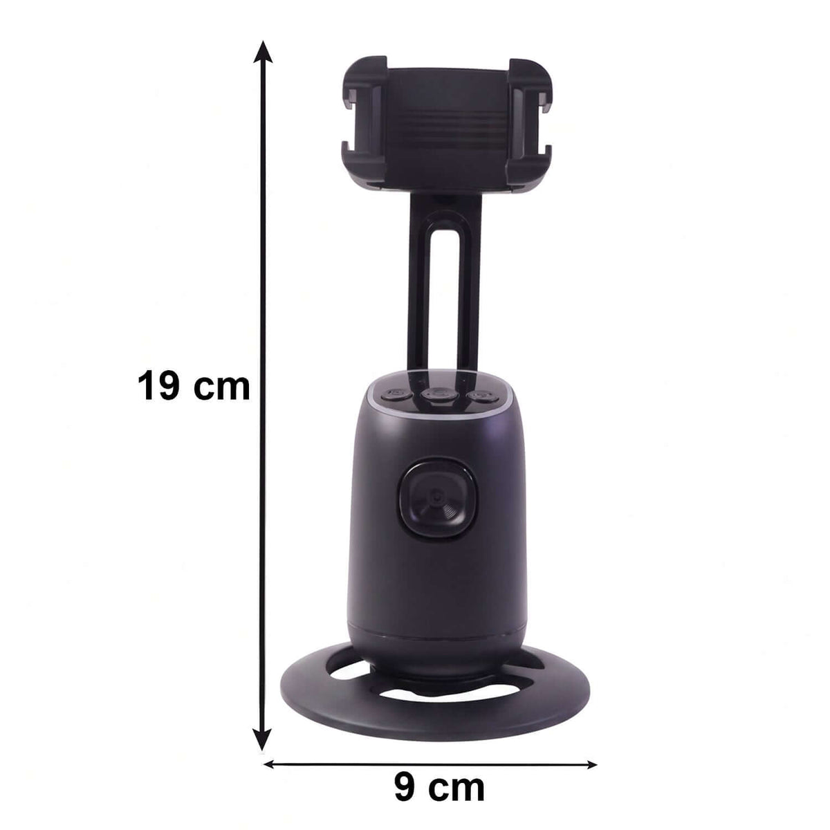 Smart AI face-tracking mobile holder with 360-degree rotation for video calls and streaming.