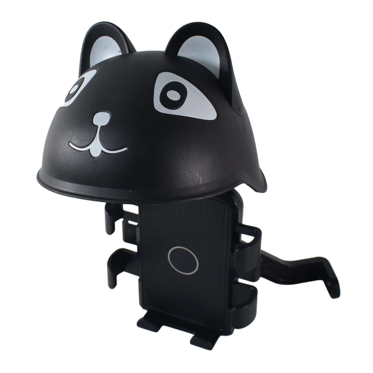 Bike handlebar sun visor designed as a cute cat to block glare and keep your phone cool while biking.