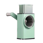 6-in-1 stainless steel vegetable chopper with suction base for quick chopping, dicing, and grating vegetables.