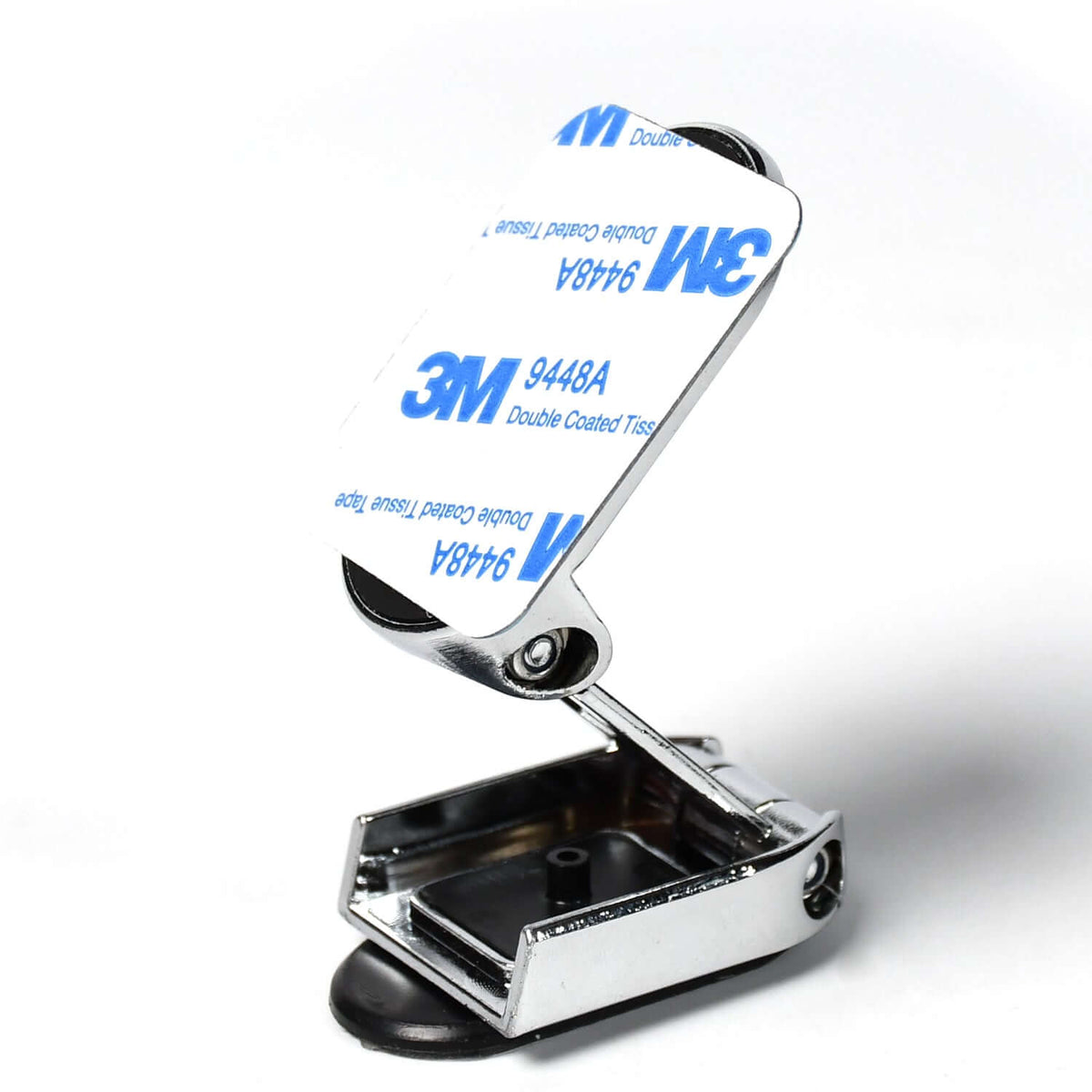 360 degree rotating magnetic car phone holder showing strong suction base and foldable design.