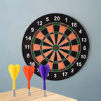Magnetic Dartboard Game Set with 3 colorful darts including red, yellow, and purple on a wall background.