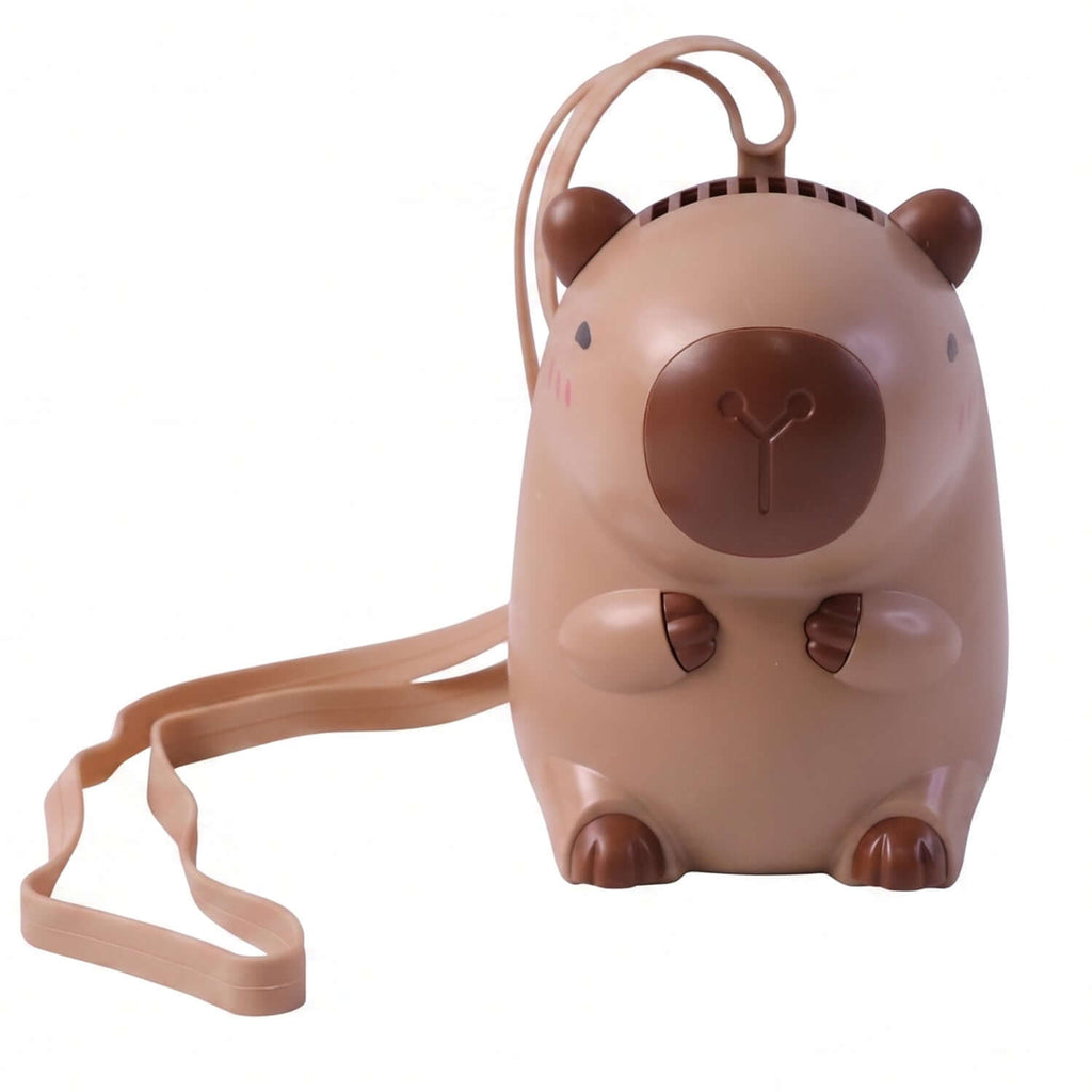 Cute bear neck fan with neck strap, portable rechargeable personal cooling fan for kids and adults.