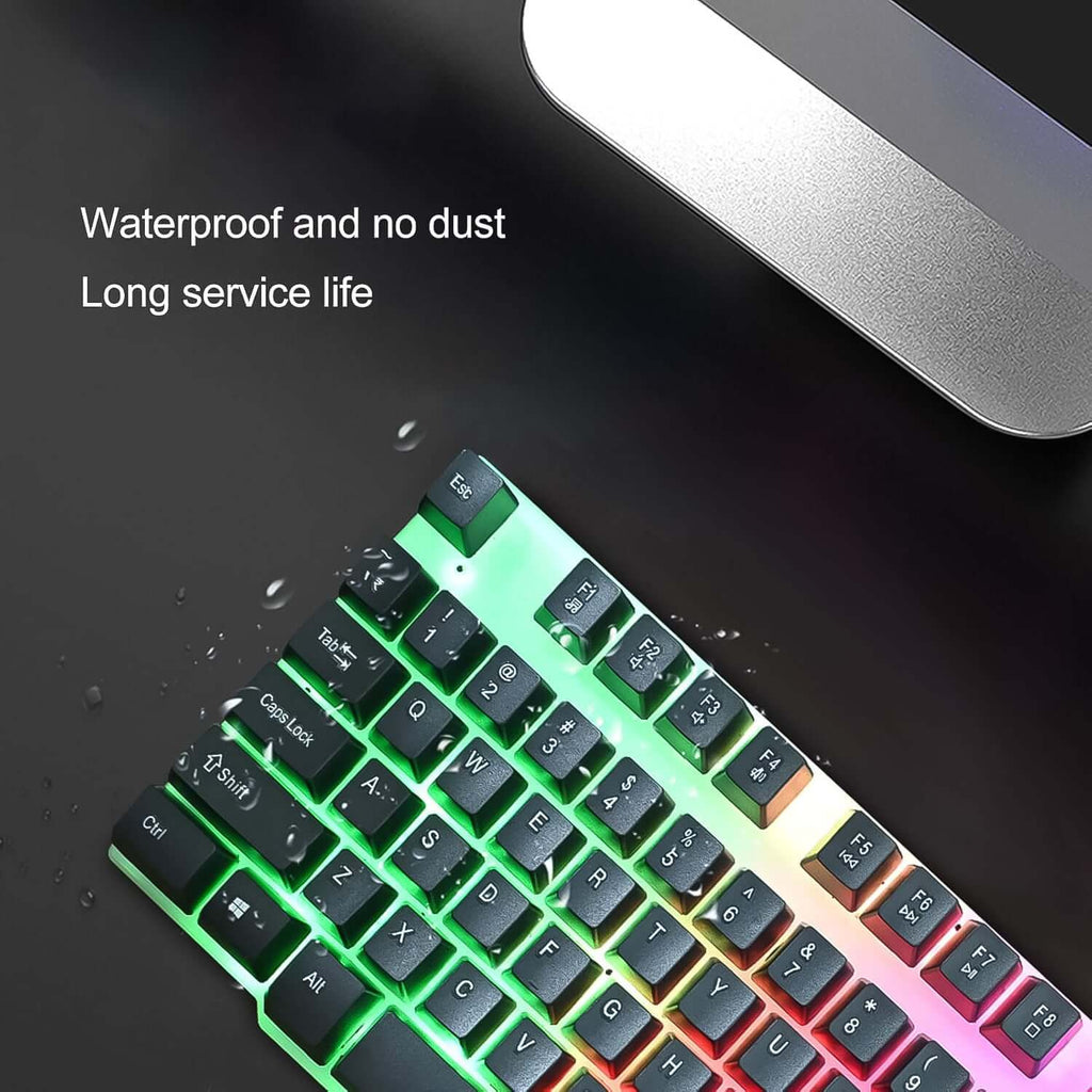 104-Key Backlit Gaming Keyboard & Mouse Set (2 Pc) with waterproof feature and color backlighting.