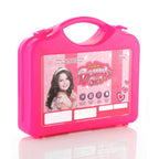 Kids Beauty Makeup Set with Foldable Suitcase - pink pretend salon case for creative play.