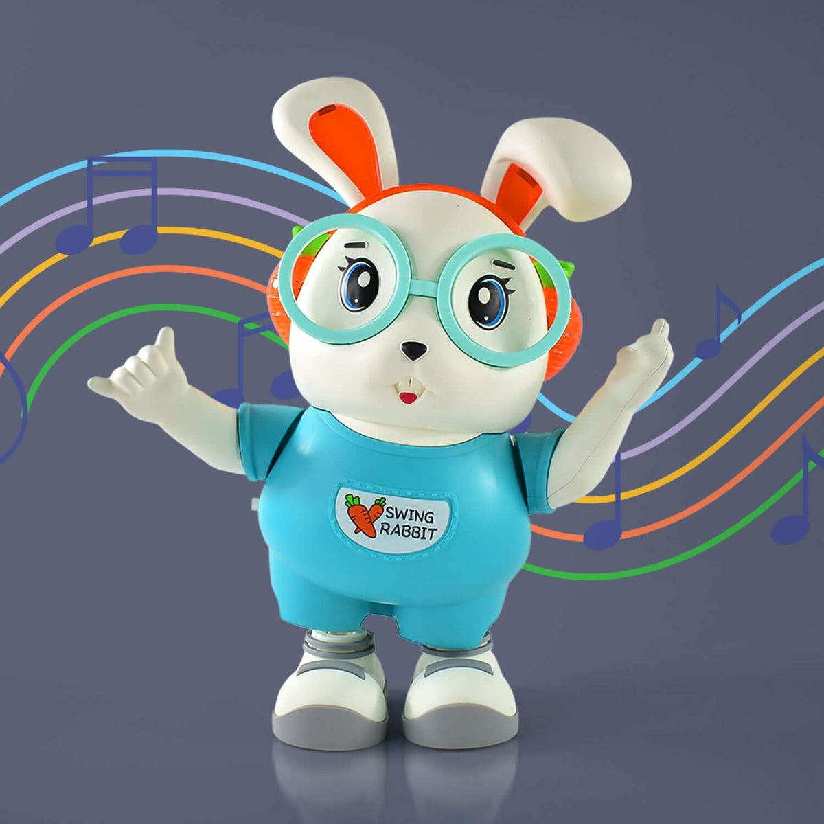 Swing Rabbit Musical Dancing Toy with Lights & Sounds for toddlers, encourages movement and play.