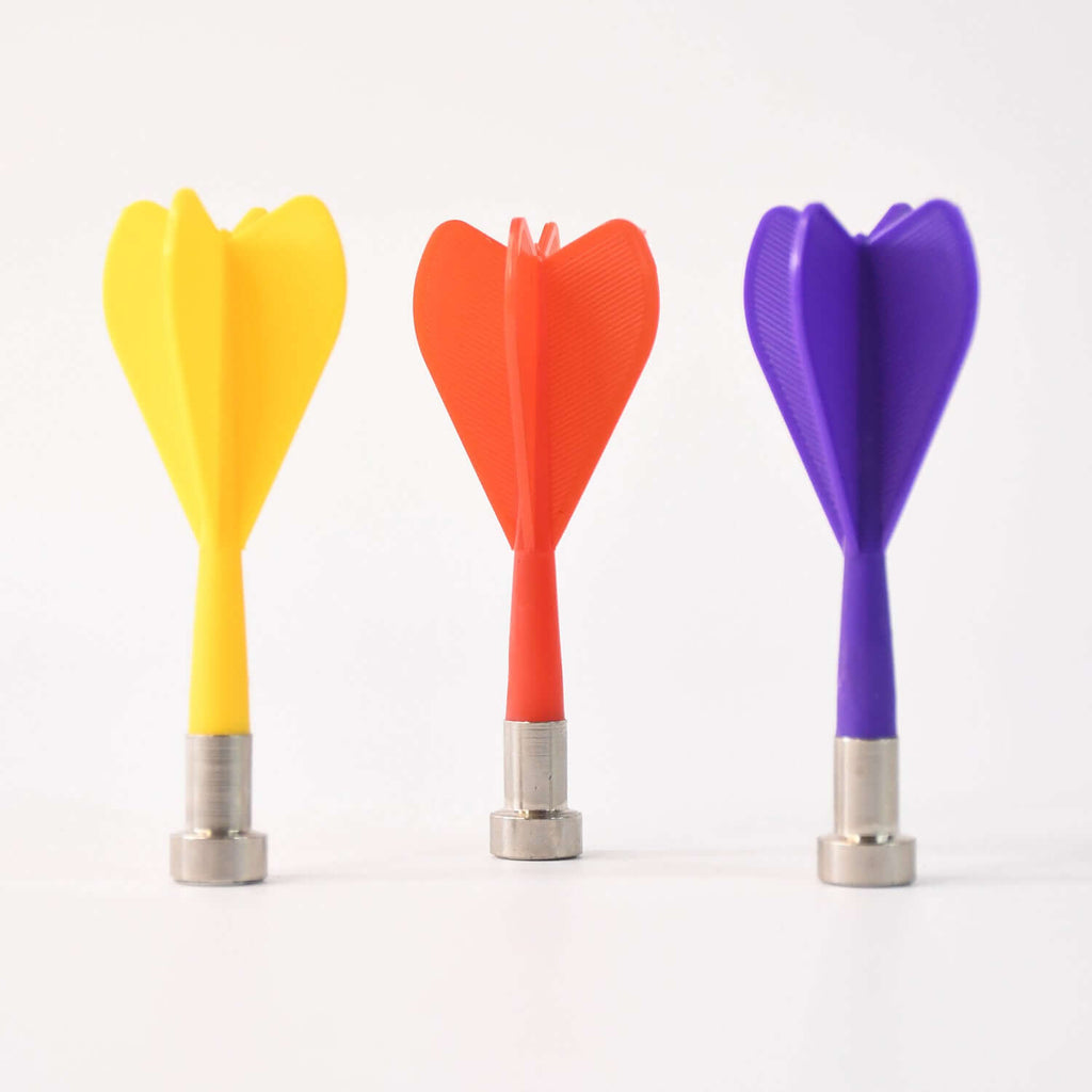 Magnetic Dartboard Game Set with 3 Darts in red, yellow, and purple colors for safe play.