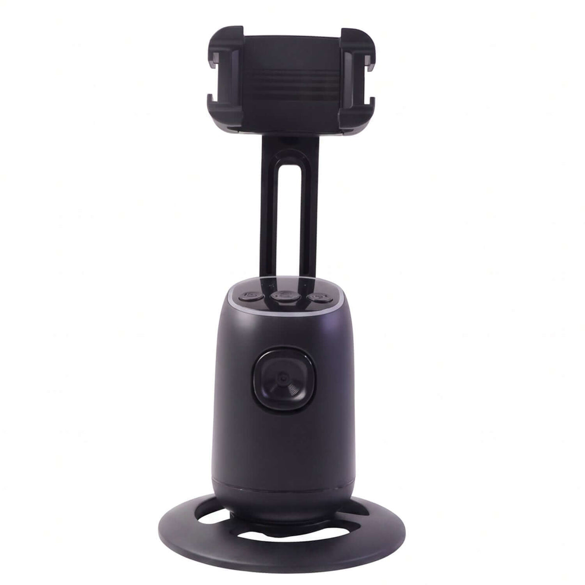 AI face-tracking phone holder designed for hands-free video calls and content creation, featuring 360-degree rotation.